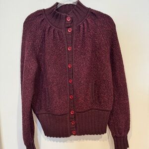 Vintage Moda International Button Cardigan w/pockets in Burgundy Size L
